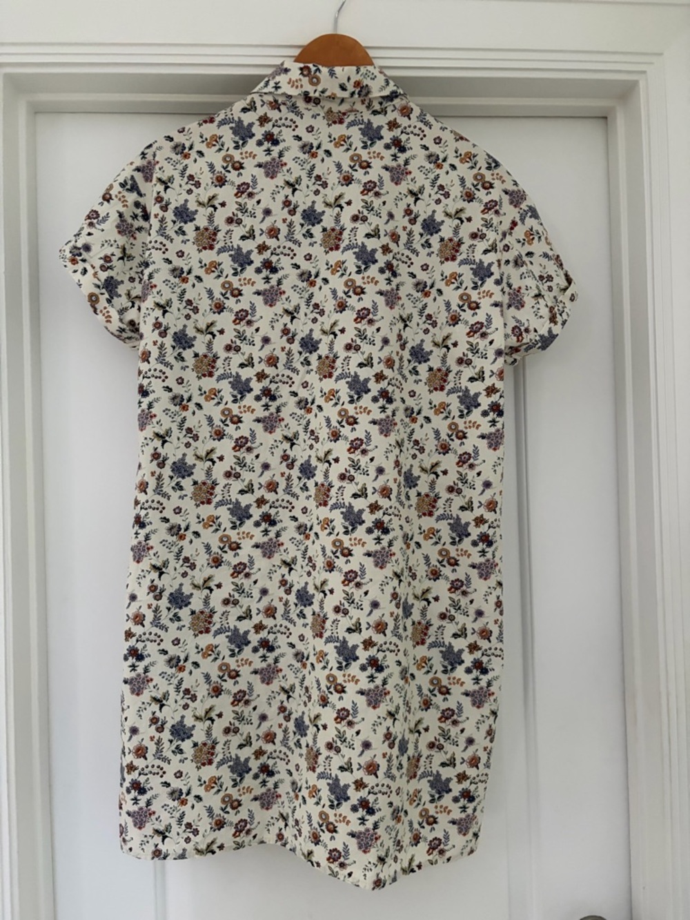 zeagoo Cream Floral Short-Sleeve Button-Down Shirt Dress - Picture 4 of 8